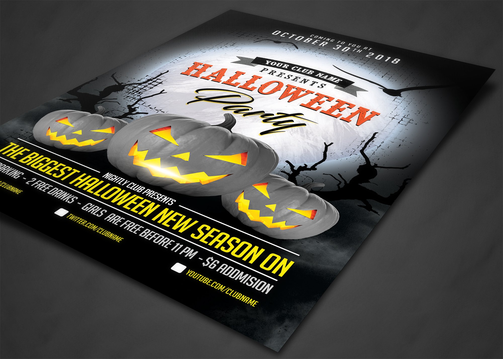 万圣节活动海报设计宣传模版 Halloween Flyer插图(1)