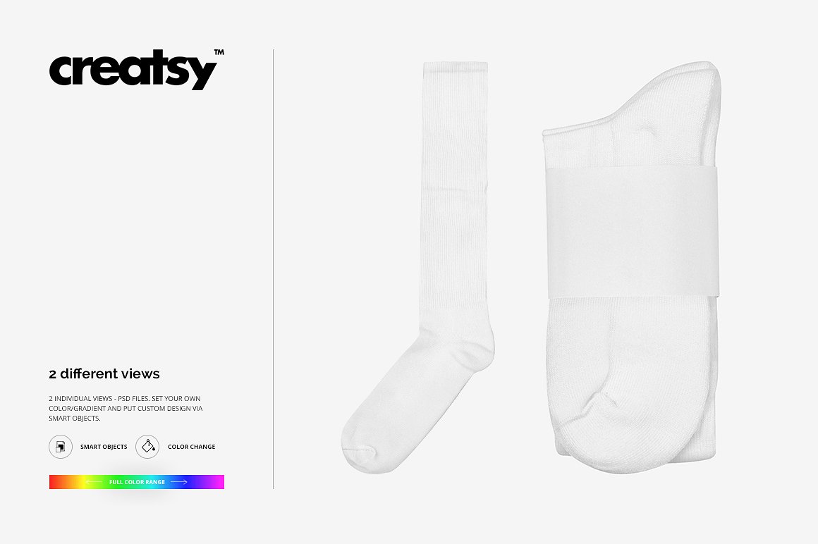 有逼格的长筒袜样机展示模型 Knee High Socks Mockup Set插图(4)