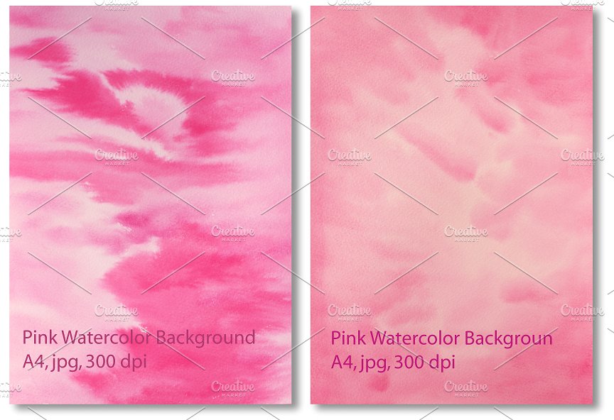 粉红水彩图案纹理背景 Pink Watercolor Texture Background插图(3)