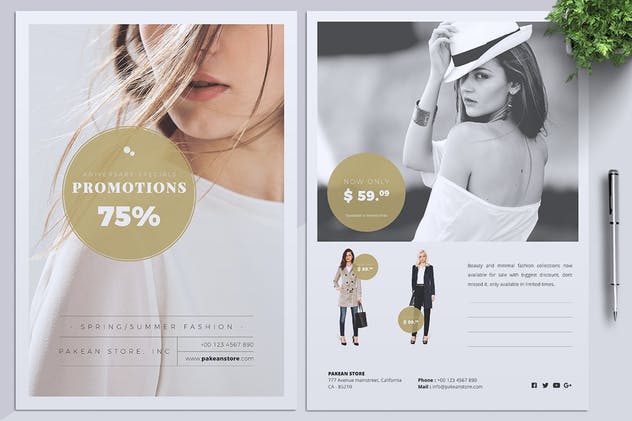 极简设计风格时尚品牌促销海报模板设计 PAKEAN Minimal Fashion Flyer插图(1)