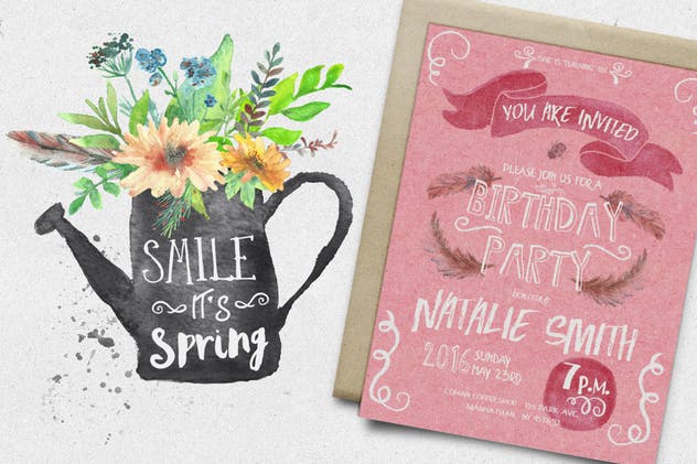 春季设计素材大合集[字体包/水彩插画素材] Spring Celebration插图(3)