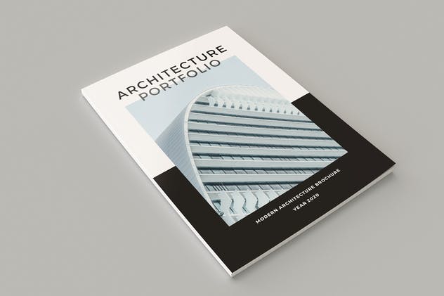 极简主义建筑作品集设计手册免费模板 Minimal Architecture Brochure插图(1)