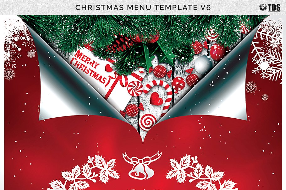 圣诞节主题菜单PSD模板V.6 Christmas Menu PSD V6插图(8)