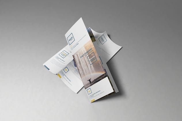 双折页旅游指南手册DL传单样机 Take-out Brochure/ DL Bi-Fold Mockups插图(2)