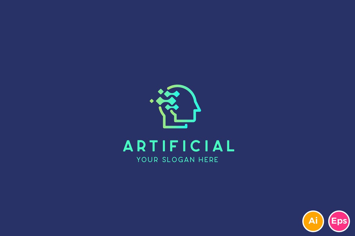 人工智能技术公司Logo设计模板 Human Artificial Intelligence Technology Logo插图
