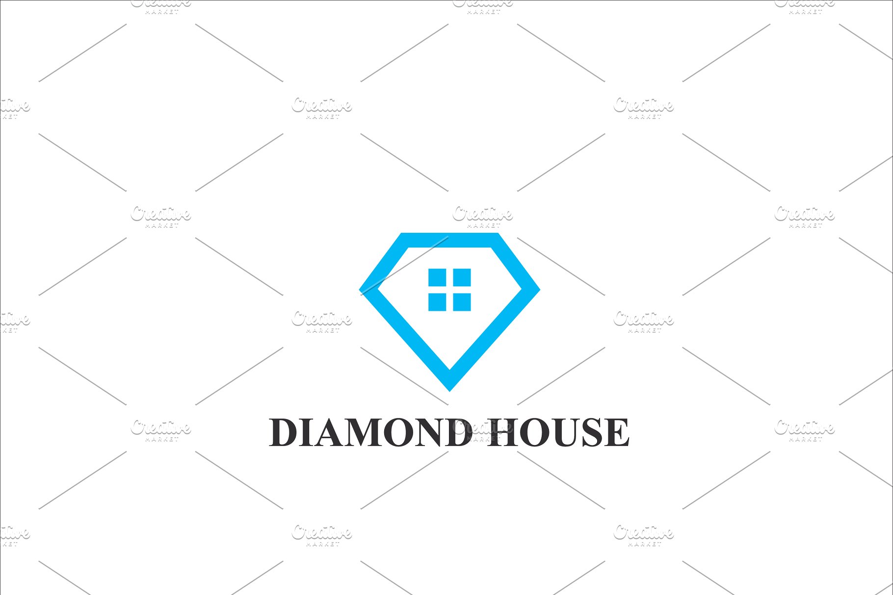 极简主义钻石房子Logo标志 Diamond House Logo插图(1)