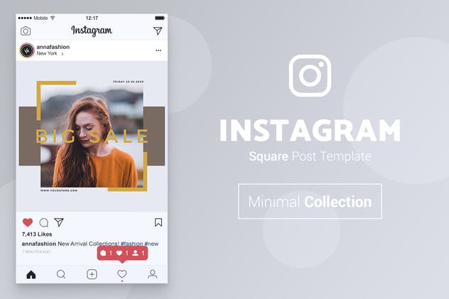 品牌服装Instagram品牌故事设计模板 NICHA Instagram Post插图(1)