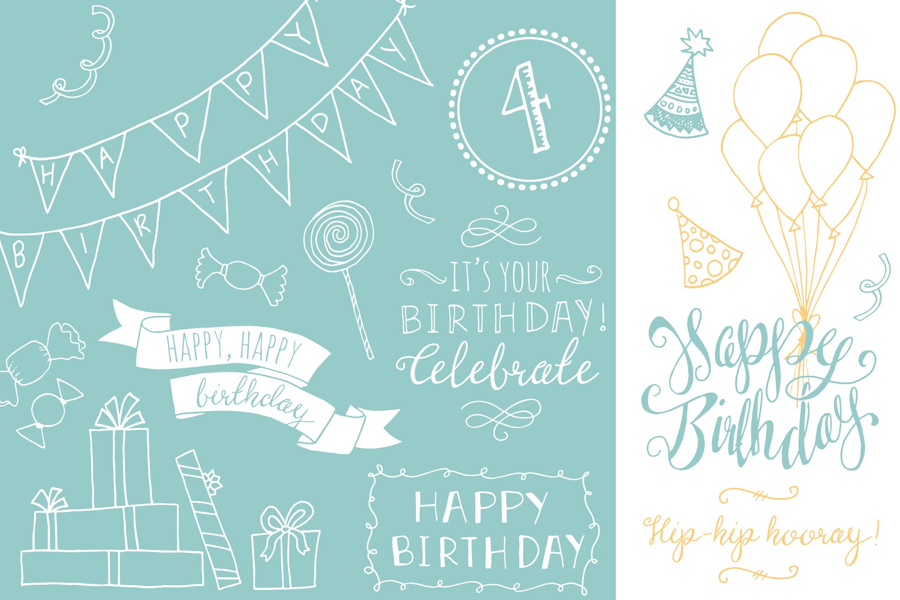 生日聚会主题装饰物料设计元素 Birthday Photoshop Overlays插图(3)