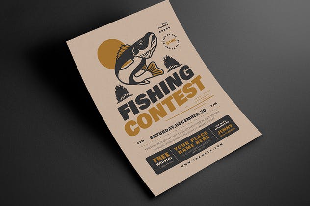 钓鱼比赛活动宣传海报设计模板 Fishing Contest Event Flyer插图(3)