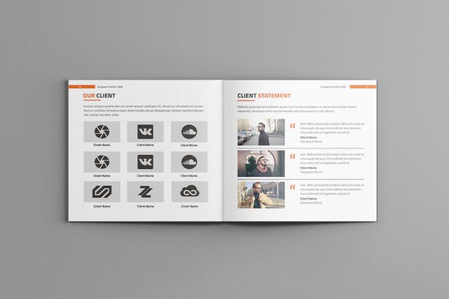 简约风格方形企业介绍手册设计模板 Square Company Profile插图(9)