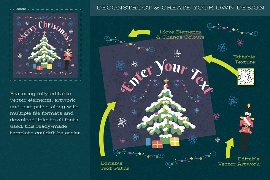 圣诞节主题插画设计模板 Christmas Illustration and Template插图