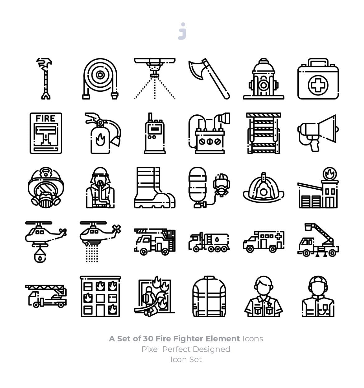 30枚消防员/消防主题矢量图标素材 30 Fire Fighter Icons插图(2)