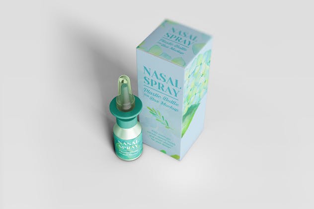滴鼻药剂塑料瓶及包装盒外观设计样机 Nasal Plastic Bottle With Box Mockup插图(6)