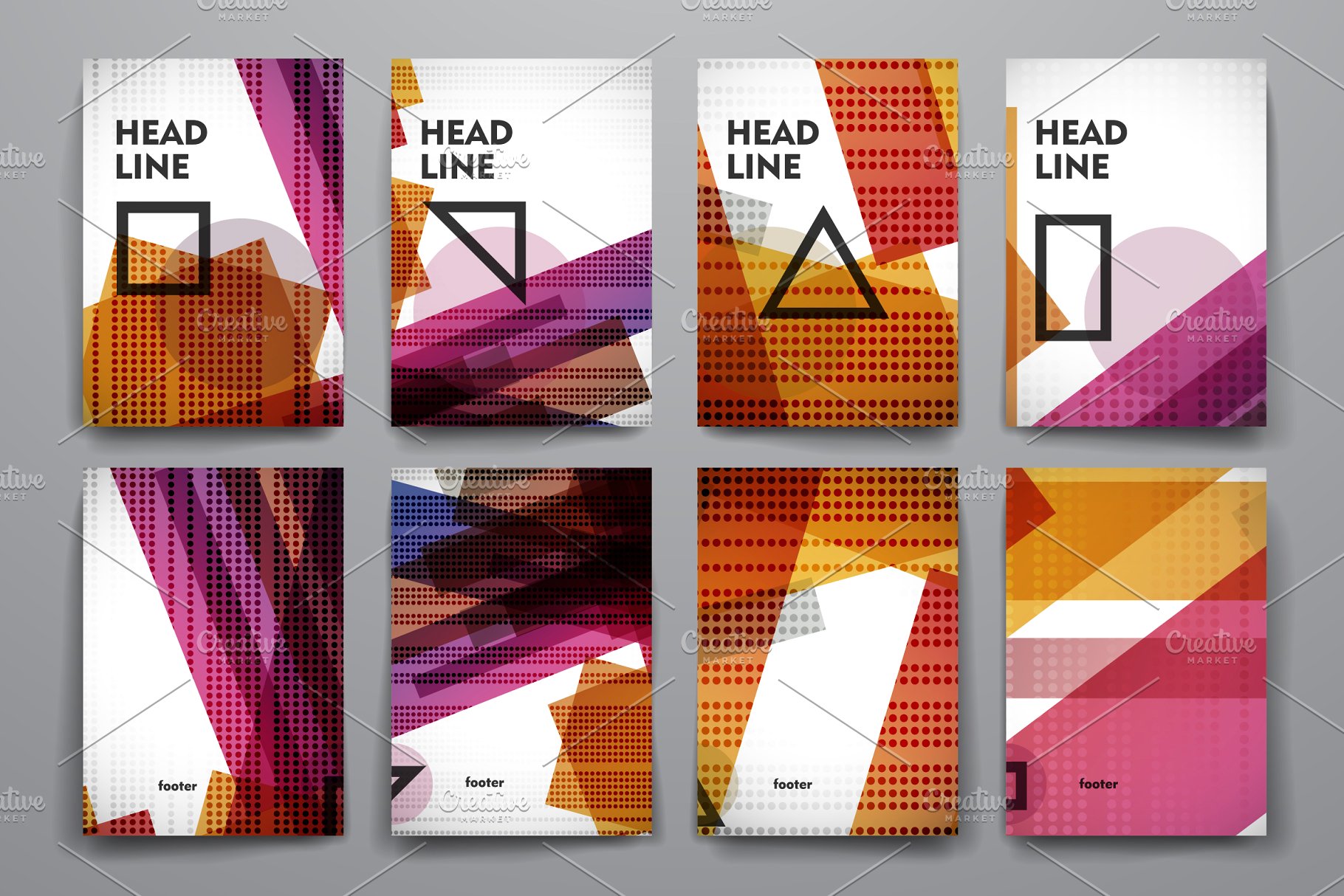 抽象图形背景小册子模板合集 Set of Abstract Brochures插图