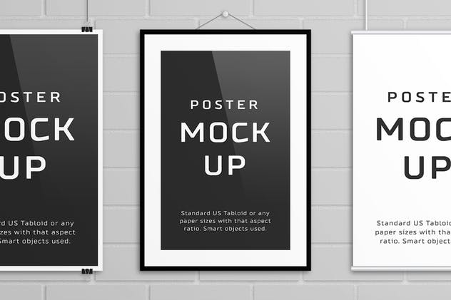 简约海报设计样机模板 Poster Mock Up – Tabloid插图(6)