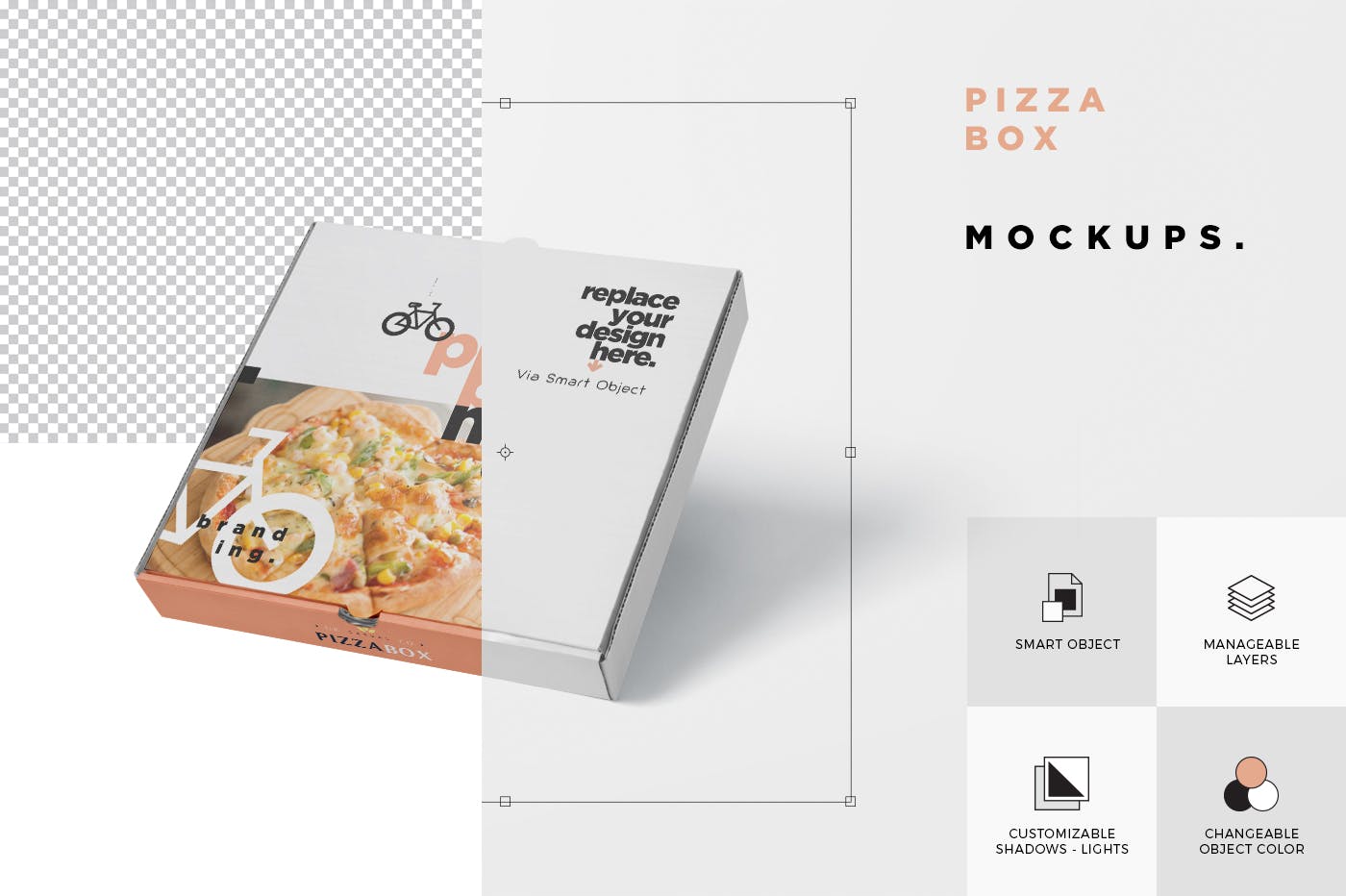 披萨外带包装纸盒设计图样机 Pizza Box Mock-Up – Grocery Store Edition插图(5)