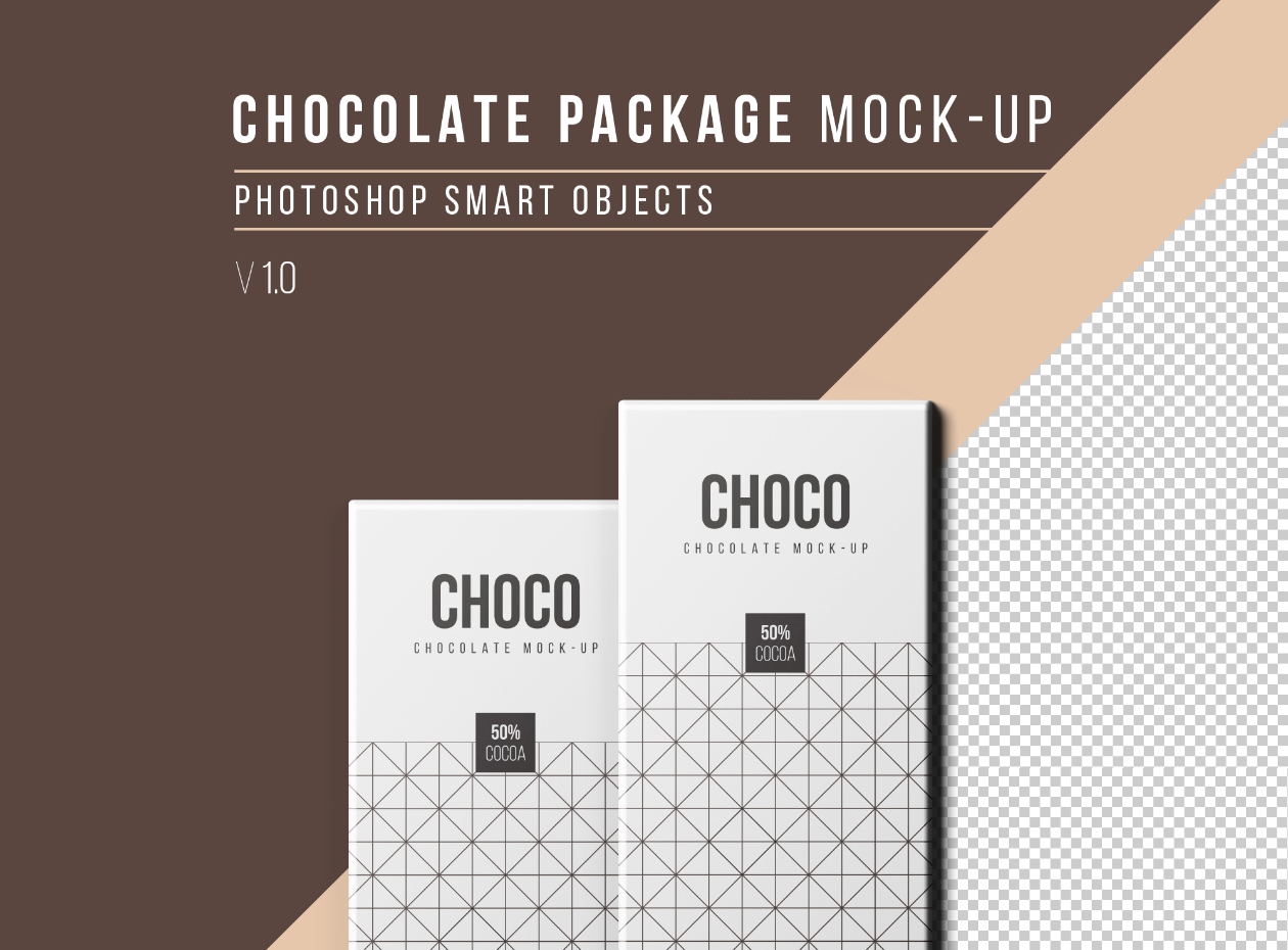 巧克力条包装纸设计样机模板 Chocolate Package Mockup插图