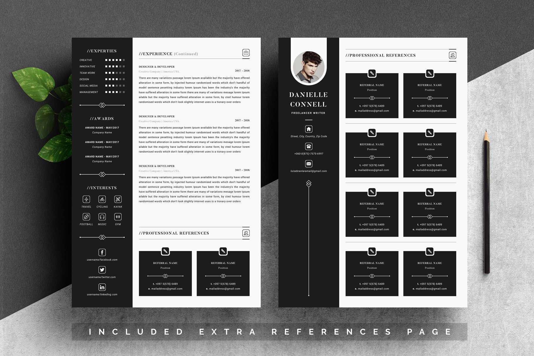 现代设计风格个人电子简历设计模板 Modern Resume Template 4 Pages插图(2)