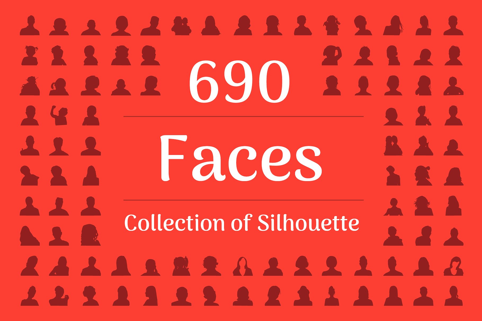 690枚形形色色人物剪影图标 690 Face Silhouette插图