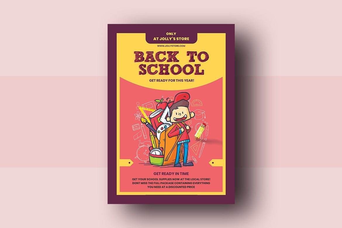 开学季校园主题海报设计模板 Back To School Flyer Template插图(1)