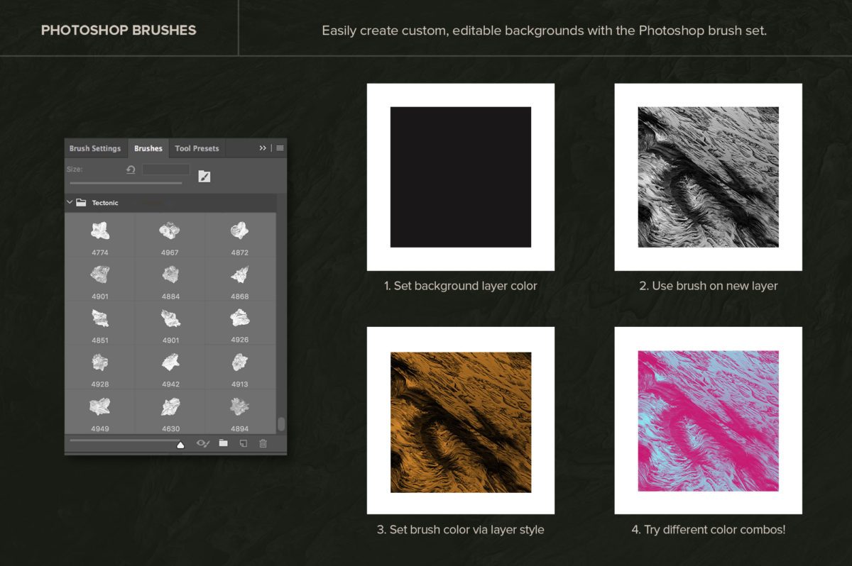 创意抽象纹理系列：15款混合油漆3D纹理&PS笔刷 Tectonic (Exclusive)插图(3)