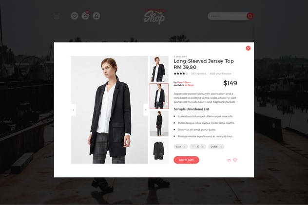 高端大气时尚品牌服装电商外贸网站设计PSD模板 Prosto Shop – E-Commerce PSD Kit插图(2)