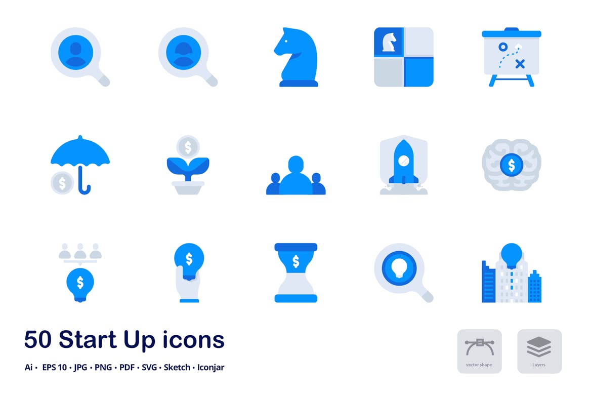 项目管理主题双色调扁平化矢量图标 Start Up Accent Duo Tone Flat Icons插图(1)
