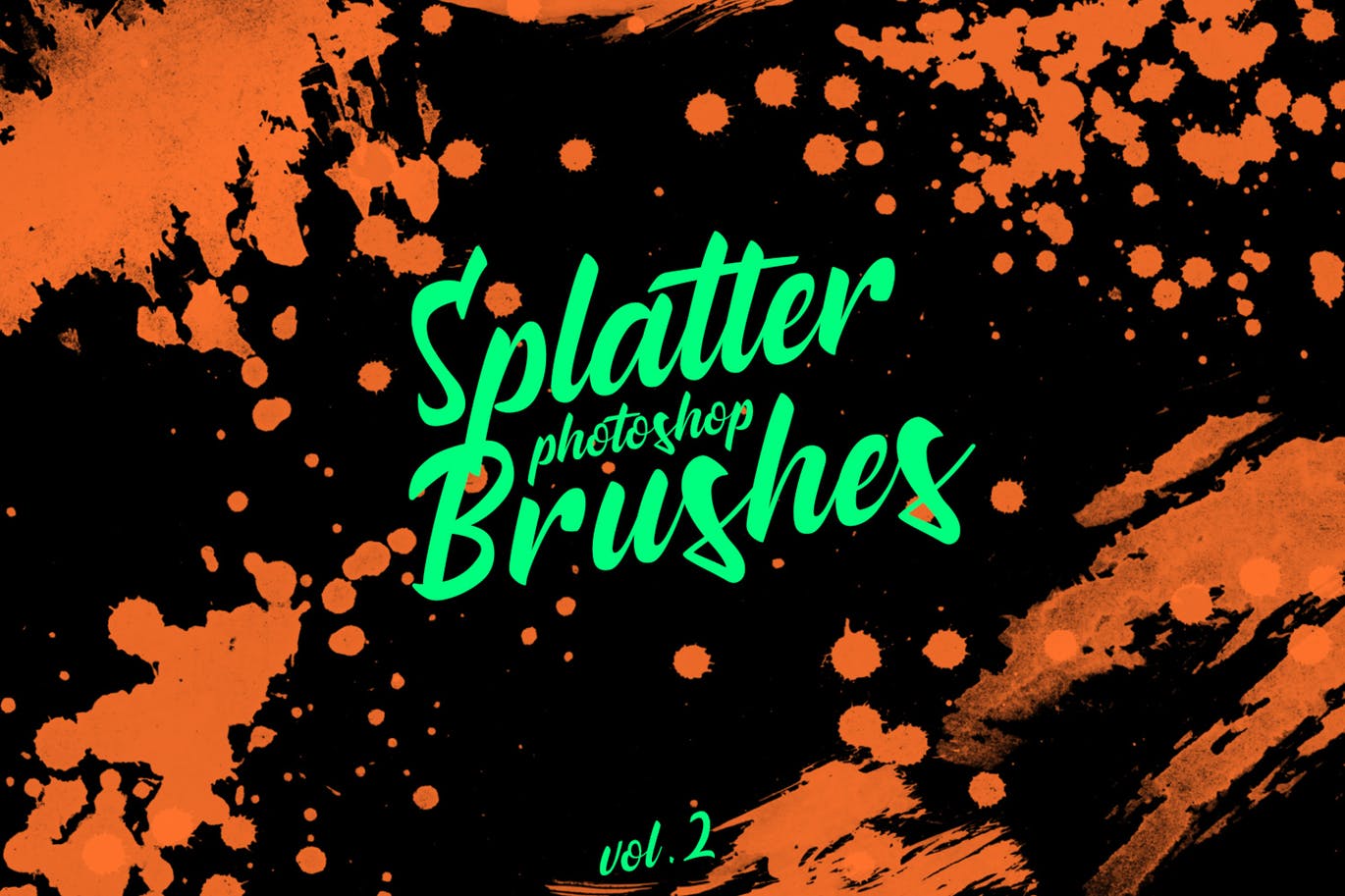 墨水飞溅泼墨图案纹理PS笔刷v2 Splatter Stamp Photoshop Brushes Vol. 2插图