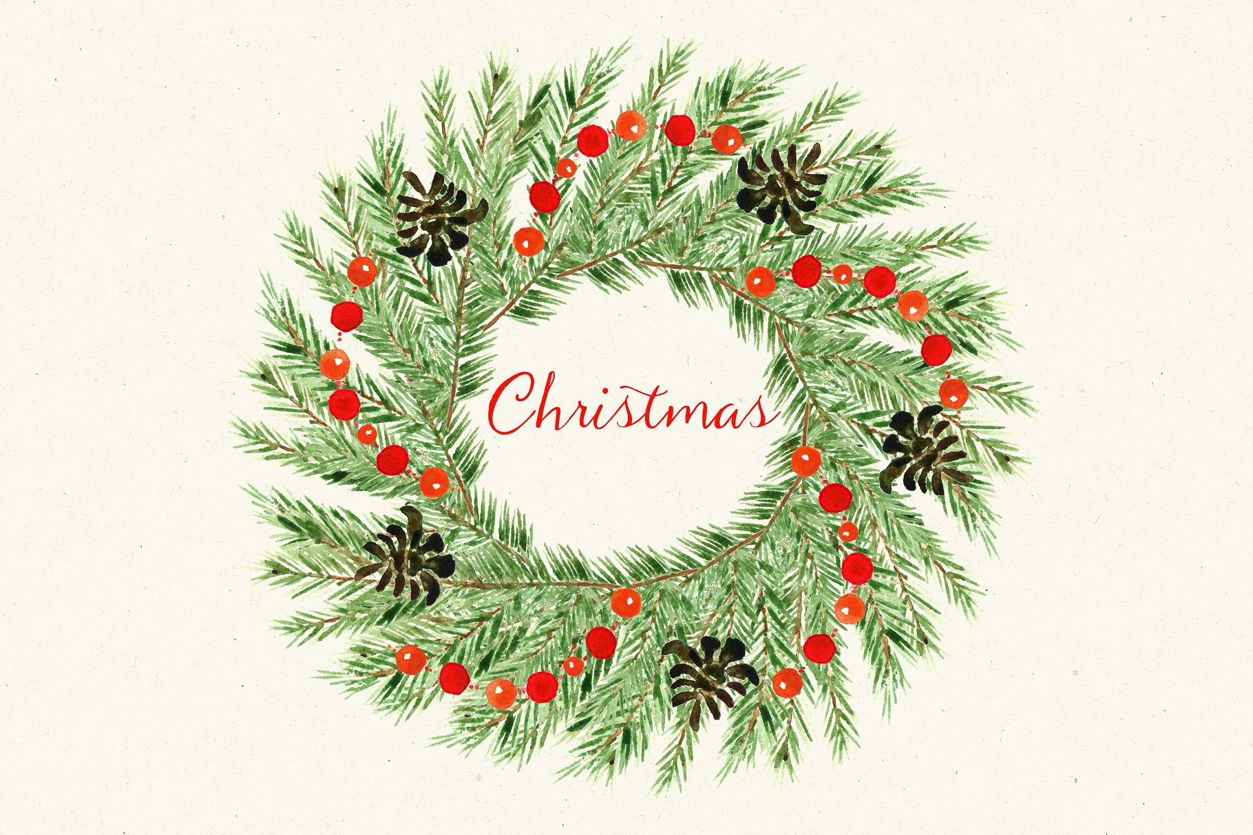 水彩手绘圣诞树剪贴画套装 Christmas tree. Watercolor Clipart插图(1)