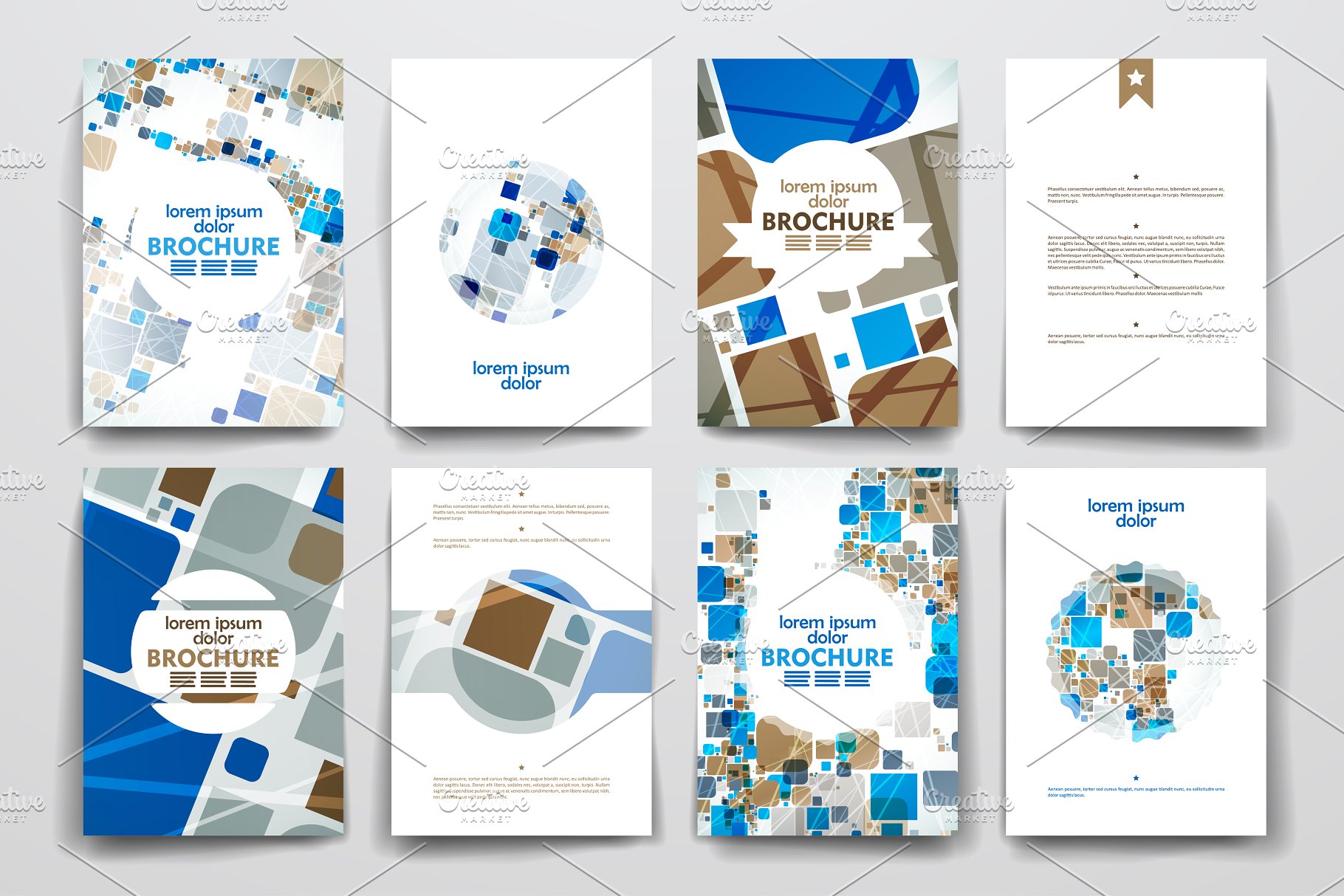 抽象叠加几何图形宣传册模板 Brochure Templates插图(1)