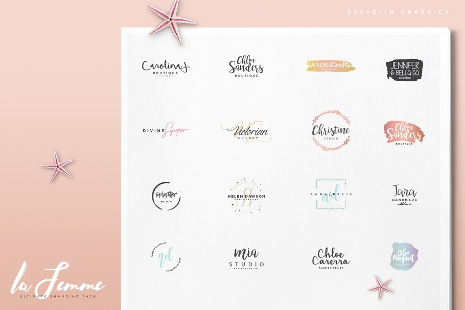 250个女性风格品牌Logo模板 250 Feminine Logos Pack插图(11)