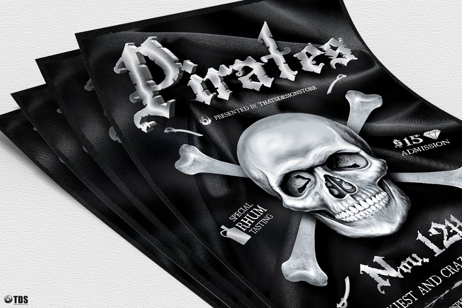 海盗主题派对传单PSD模板 Pirates Party Flyer PSD插图(4)