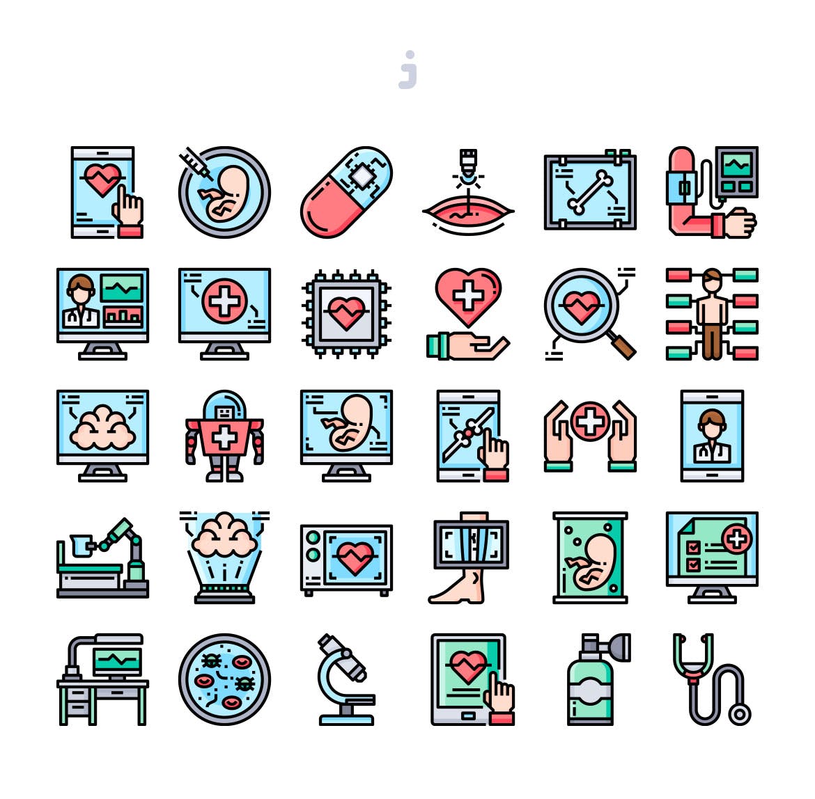 30枚医疗技术彩色矢量图标素材 30 Medical Technology Icons插图(1)