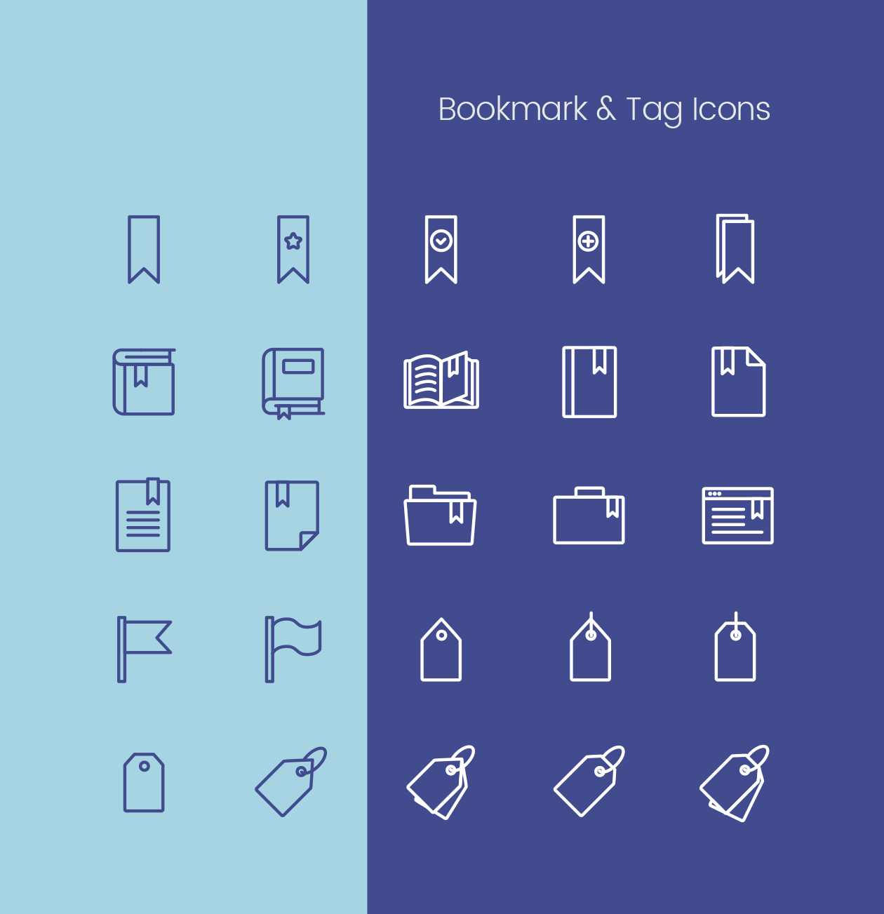 书签和标记矢量图标素材 Bookmark & Tag Icons插图