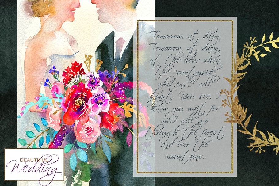 水彩花卉婚礼设计元素合集 Wedding Watercolor Illustration Set插图(7)