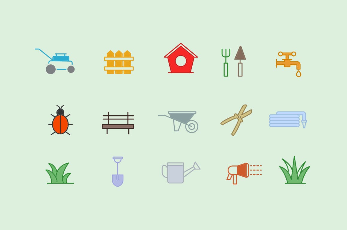 15枚草坪&草地矢量图标 15 Lawn & Grass Icons插图(1)