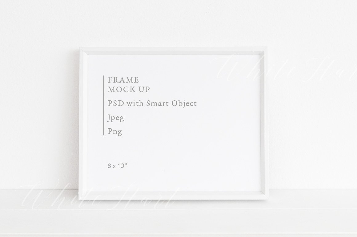 简约白色画框样机模板 Minimal white frame mock up – 8×10"插图