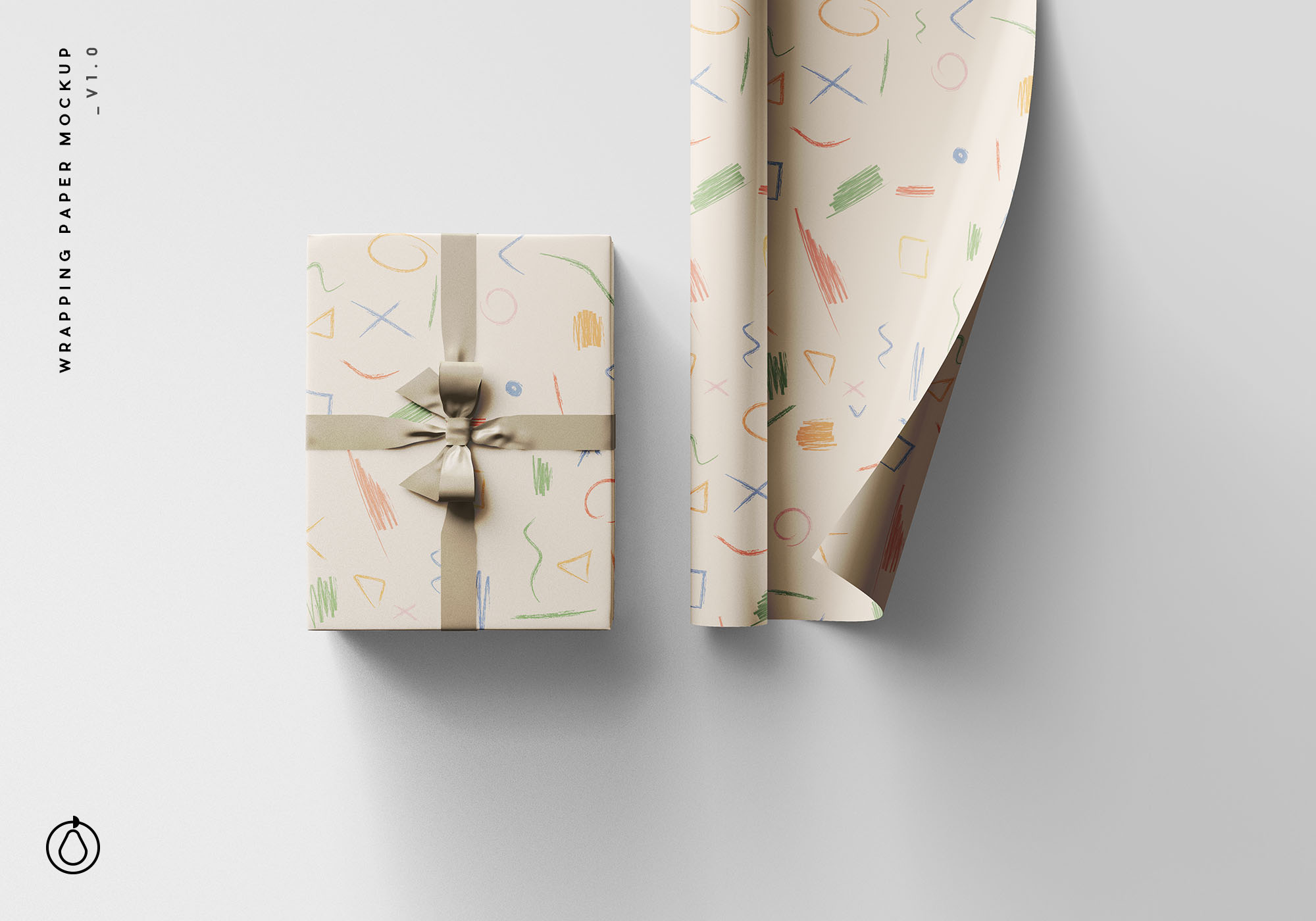 包装纸图案纹理设计效果预览样机模板 Wrapping Paper Mockup插图