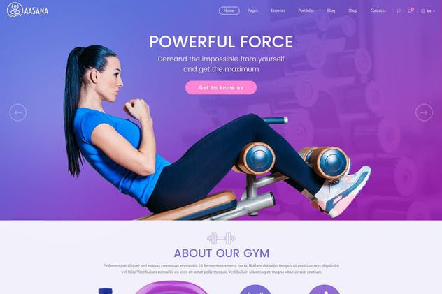 瑜伽健身舞蹈运动网站设计PSD模板 Aasana Yoga Fitness Gym Dance Health PSD插图(4)