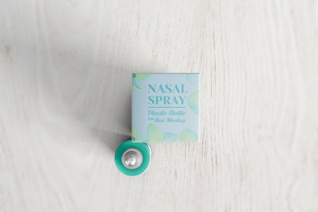 滴鼻瓶外观及包装设计样机模板 Nasal Spray Clear Bottle With Box Mockup插图(13)