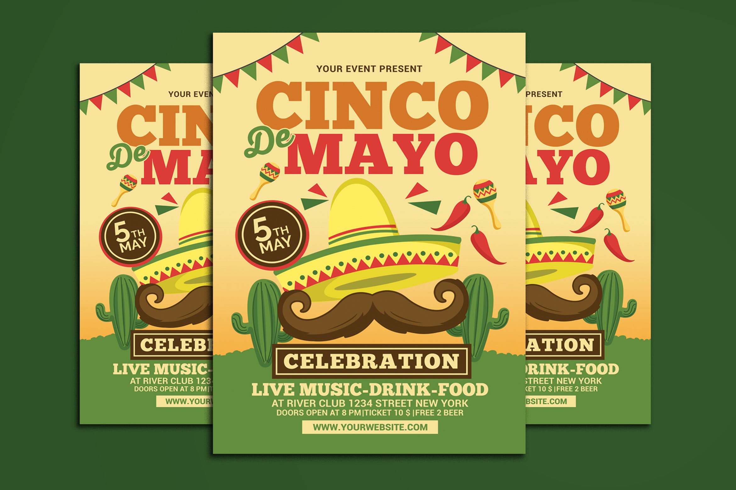 墨西哥五月五日节活动传单海报设计模板 Cinco de Mayo Celebration插图
