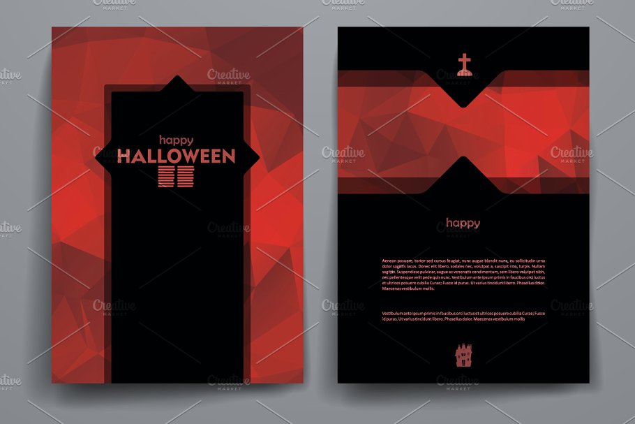 万圣节主题小册子模板 Set of Halloween brochures插图(4)
