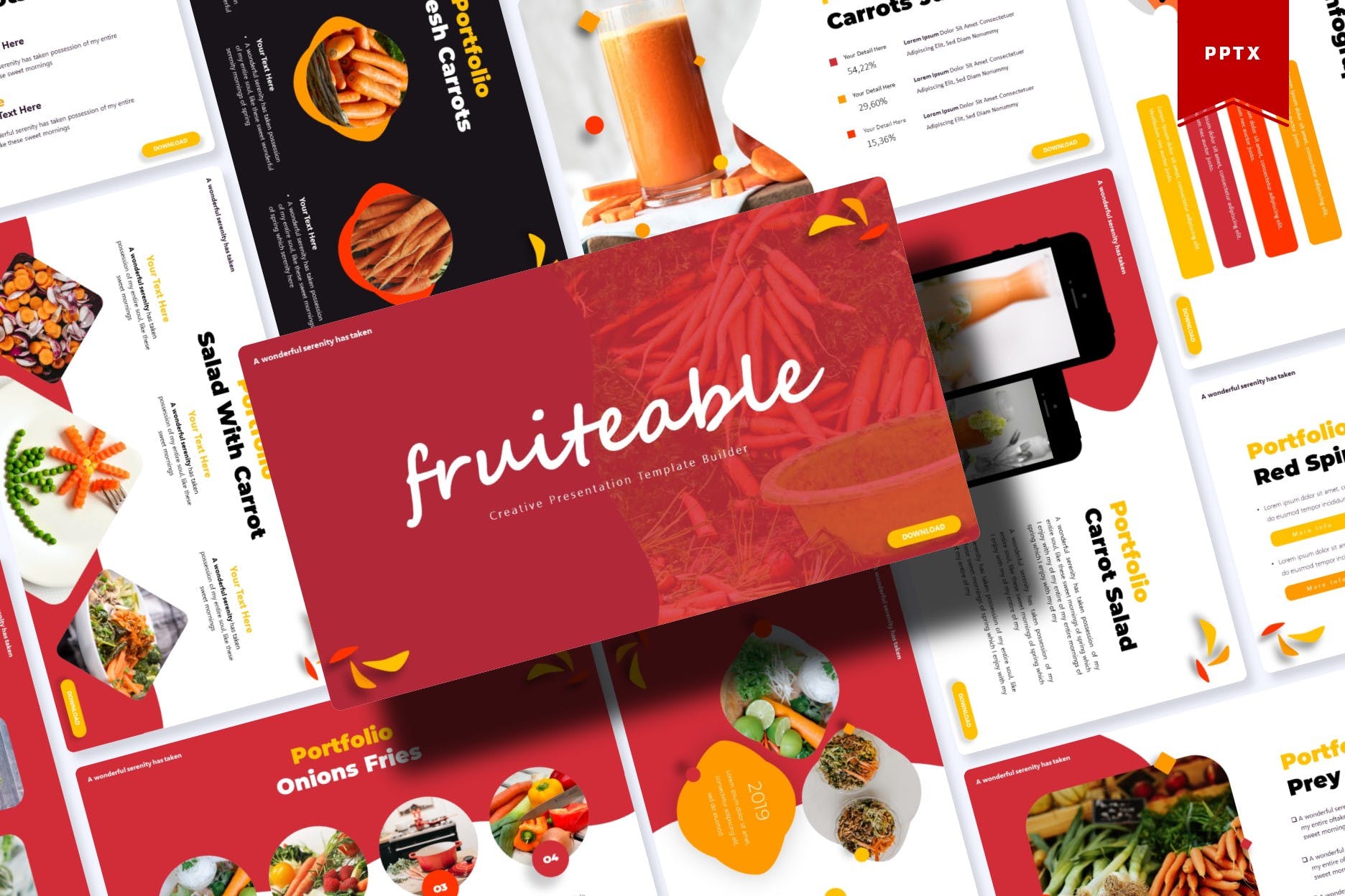 水果品牌宣传PPT幻灯片模板 Fruiteable | Powerpoint Template插图