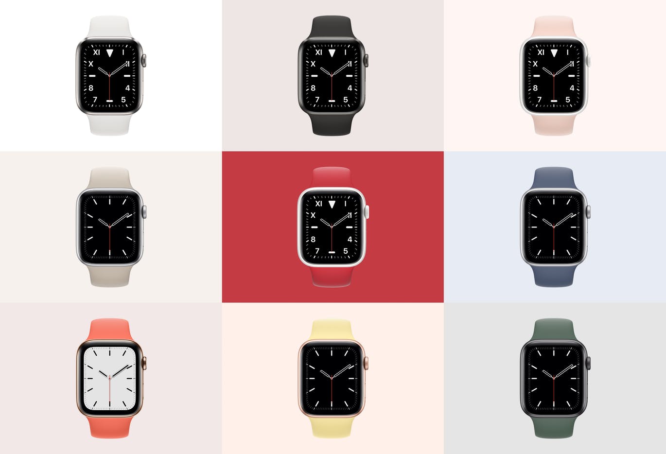 2019年第五代Apple Watch智能手表样机模板 Apple Watch Mockup Series 5插图(1)