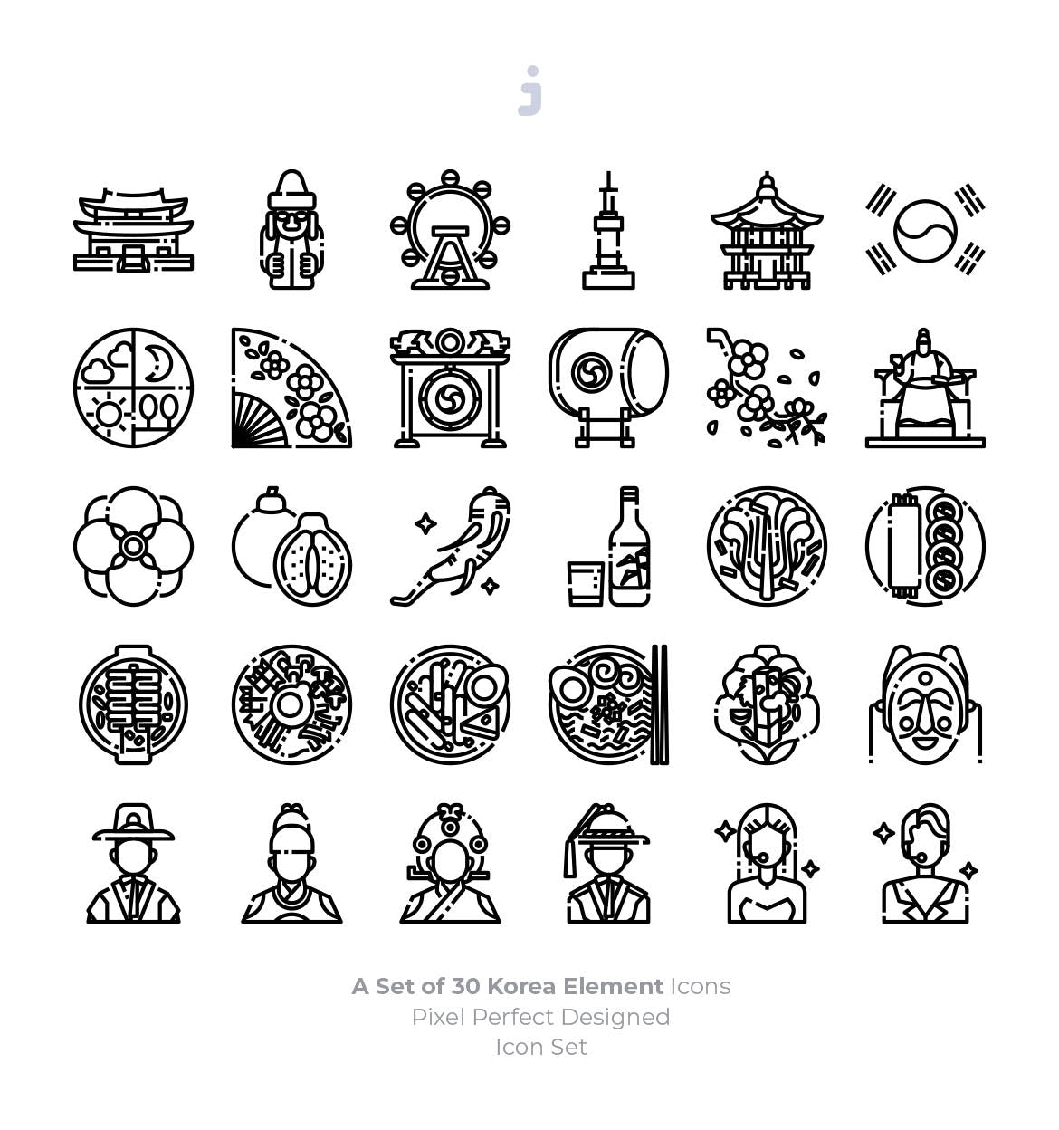30枚韩国民族元素矢量图标 30 Korea Element Icons插图(2)