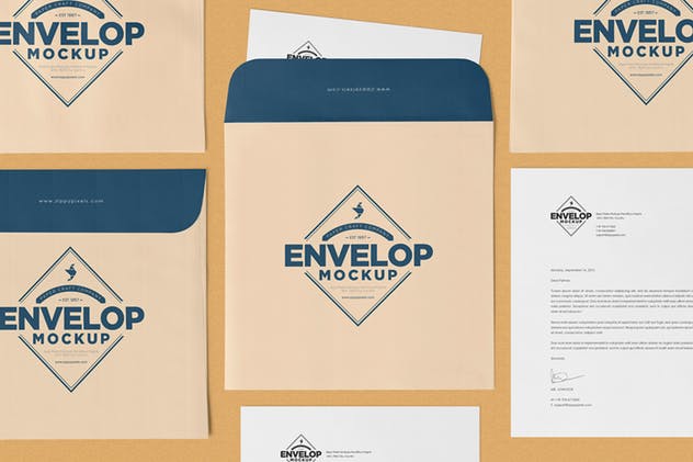 独特个性方形企业信封样机 Unique Square Shaped Envelope Mockups插图(2)
