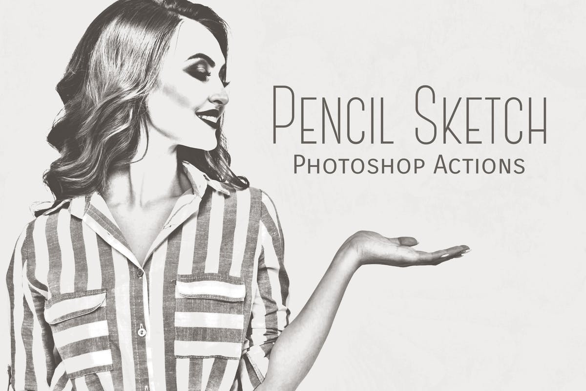 铅笔素描绘画效果生成PS动作 Pencil Sketch Photoshop Actions插图