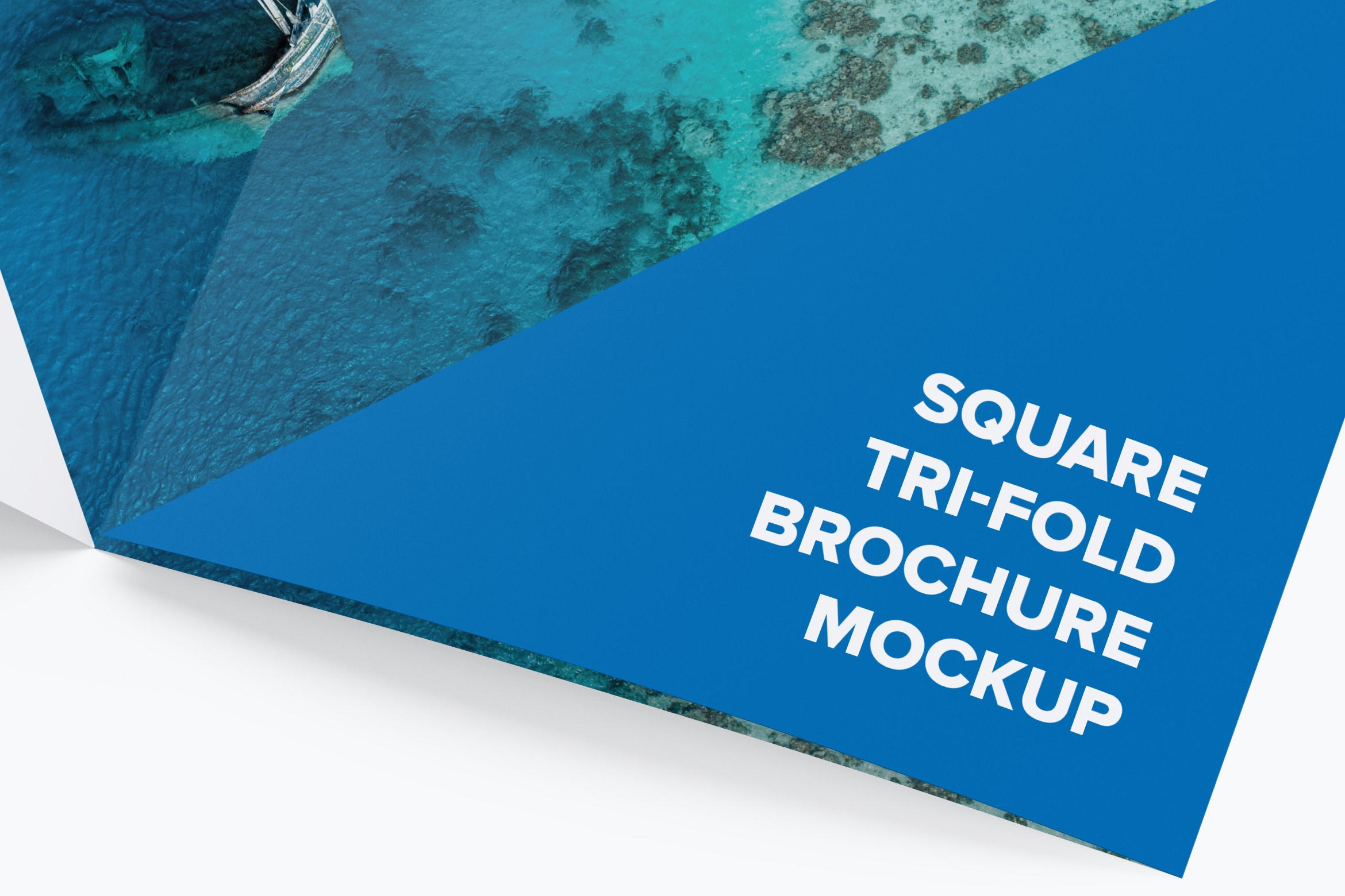 方形三折小册子传单设计样机模板04 Square Tri-Fold Brochure Mockup 04插图(1)