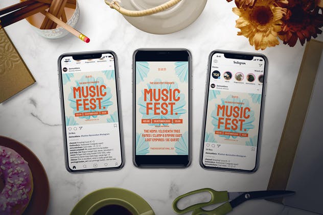 时尚音乐节活动海报电子海报模板 Music Festival Flyer Set插图(2)