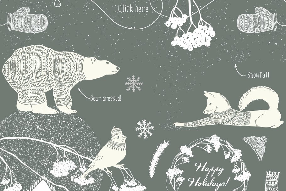 冬季主题插画素材[纹理、插画&模板] Winter Collection Pro插图(1)